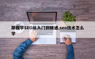 跟我学SEO从入门到精通,seo技术怎么学