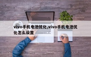 vivo手机电池优化,vivo手机电池优化怎么设置