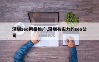 深圳seo网络推广,深圳有实力的seo公司